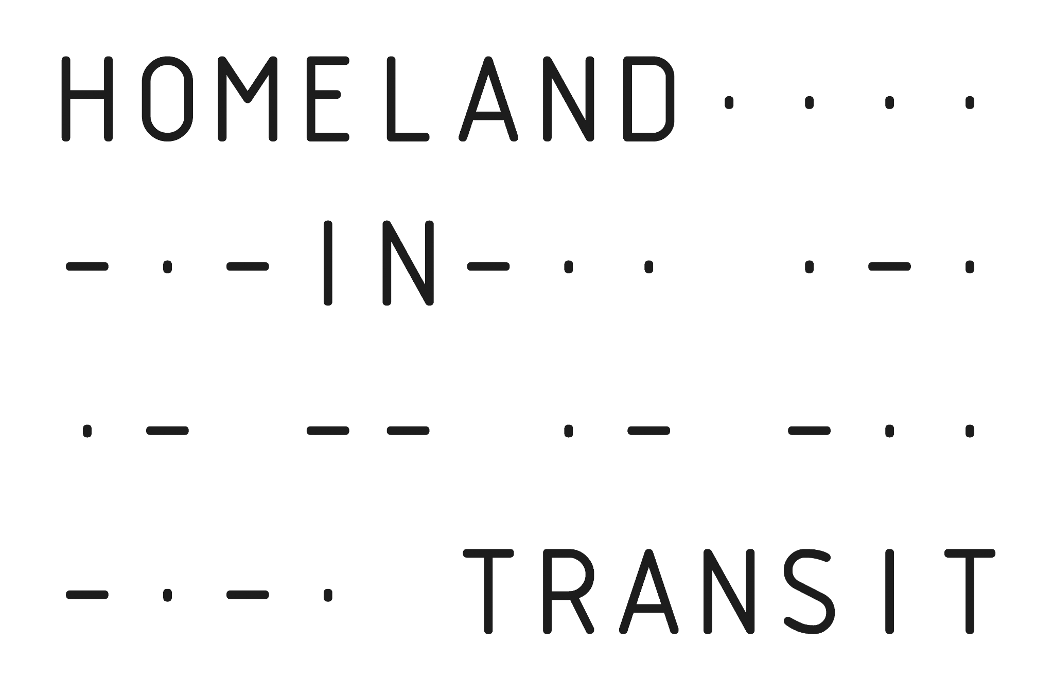 Homeland in Transit logo, combining letterforms with dots and dashes inspired by Morse code